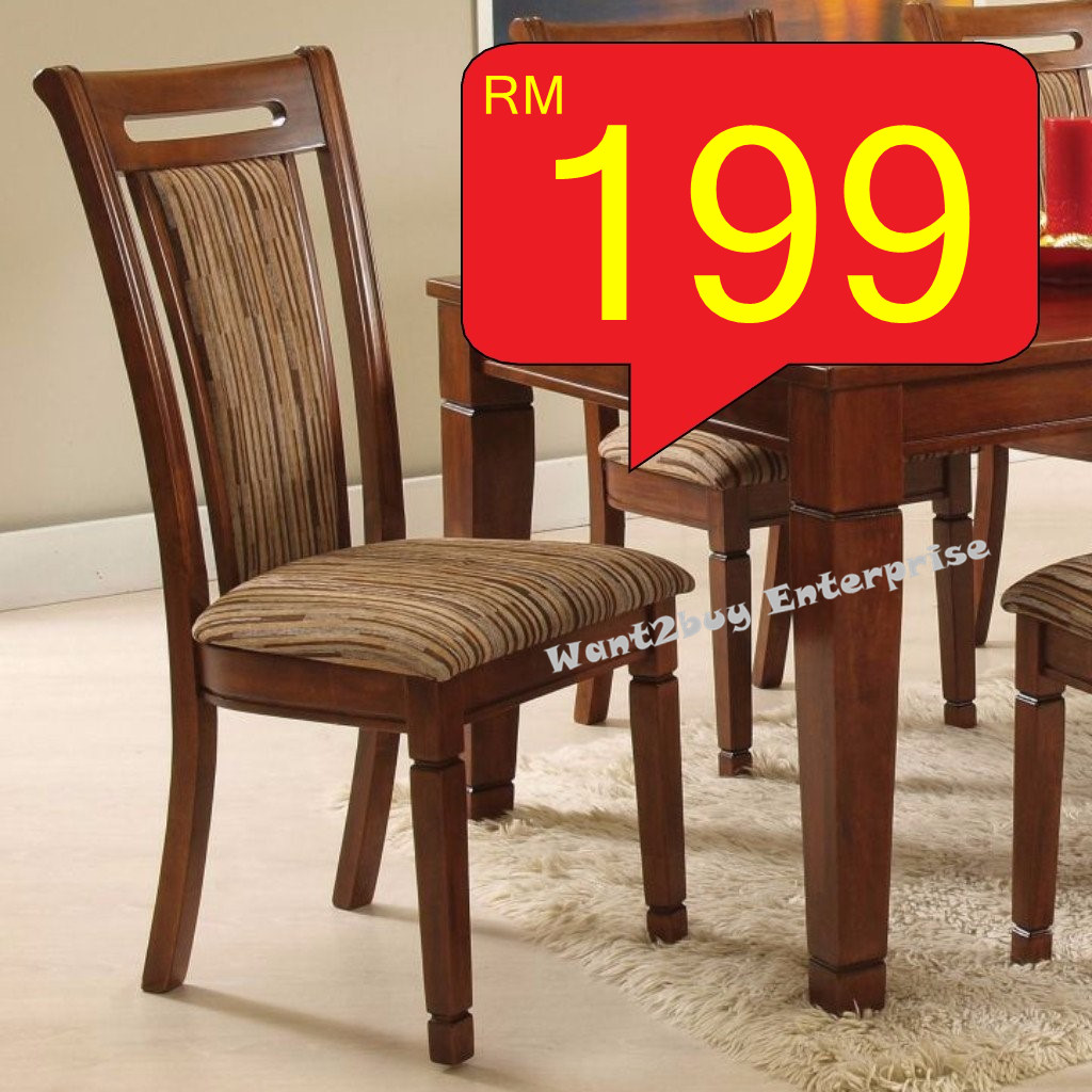 2pc Sandania Solid Wood Cushion Seat Dining Chair Kerusi Makan